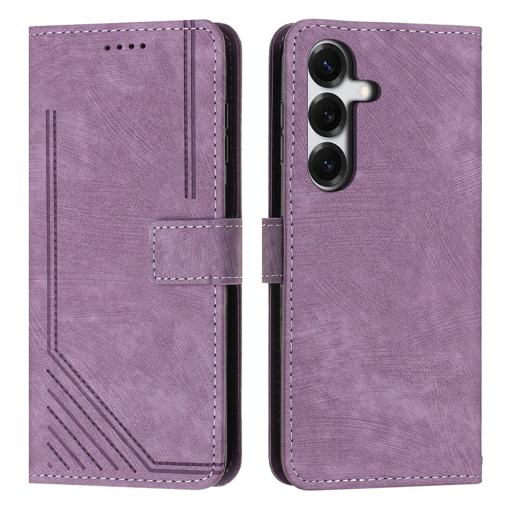 For Samsung Galaxy S26 Pro/Galaxy S26 Stand Case Imprinted Lines Leather Phone Cover
