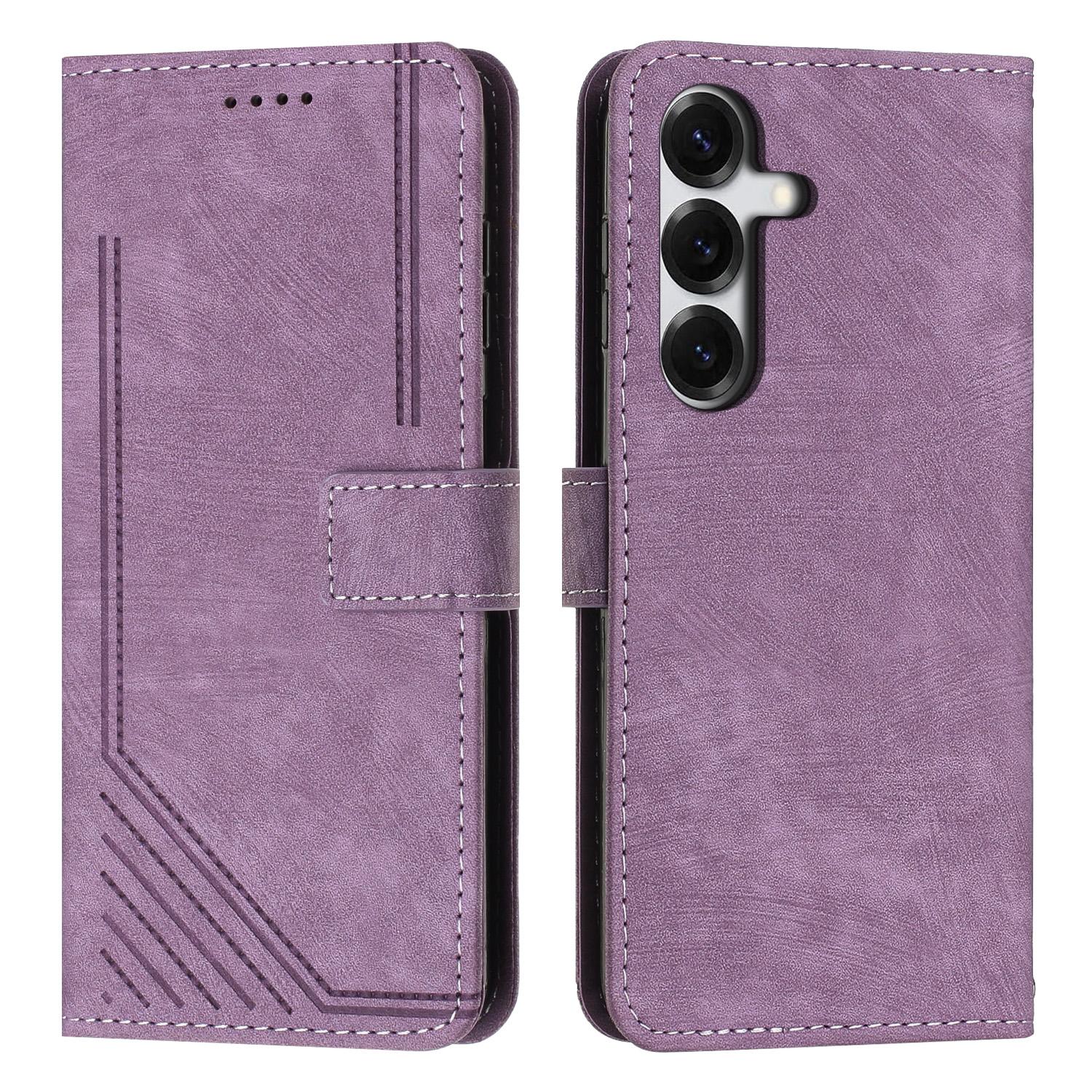 

For Samsung Galaxy S26+ Stand Case Imprinted Lines Leather Phone Cover