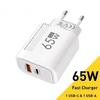 USB C GaN Charger 65W QC3.0 Fast Charging Phone Charger Adapter For iPhone Samsung Xiaomi Quick Charging EU/US Plug Wall Charger