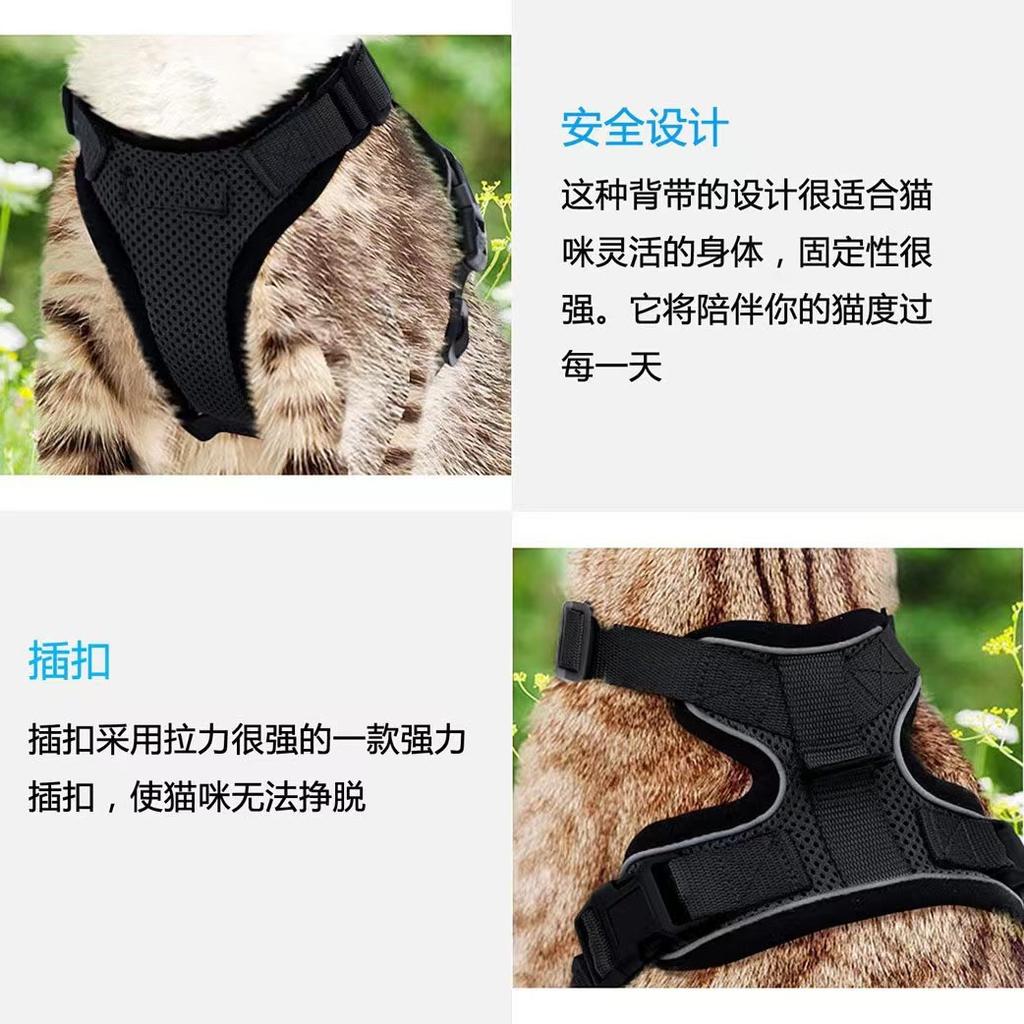 Summer Ultra-thin Cat Leash Anti Loosening and Adjustable Leash Sliding Cat Leash Vest Style Pet Chest and Shoulder Strap