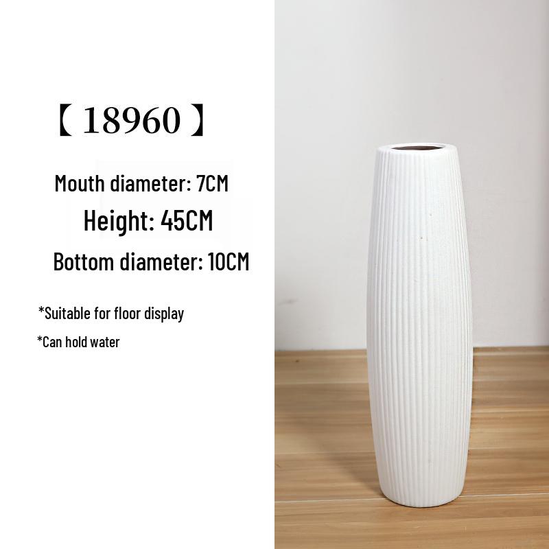 Large Modern Nordic Ceramic Floor Vase: Black & White Minimalist Design for Dried Flowers and French Arrangements In Living Room