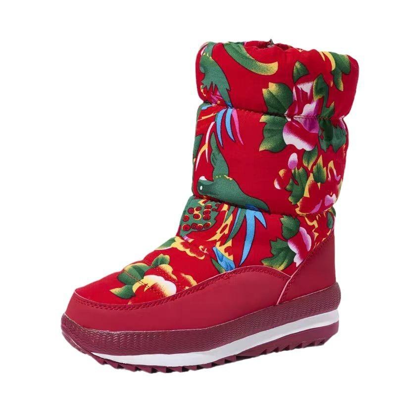 Snow boots Northeast Internet celebrity big flower women's new non-slip winter outdoor thickened warm ski cotton shoes
