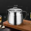 Stainless Steel Oil Filter Container with Fine Mesh 1500/2000ml Heat-Resistant Kitchen Oil Jug for Frying Lard Grease Storage Rust-Proof