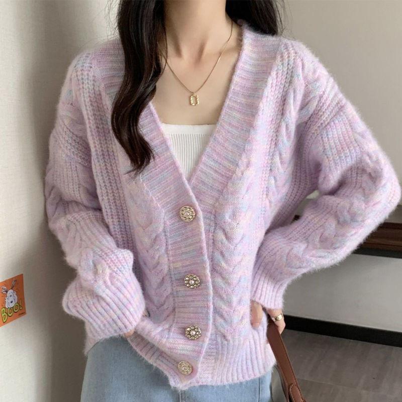 2026 Autumn Korean Style Women's Loose Knit Cardigan Sweater