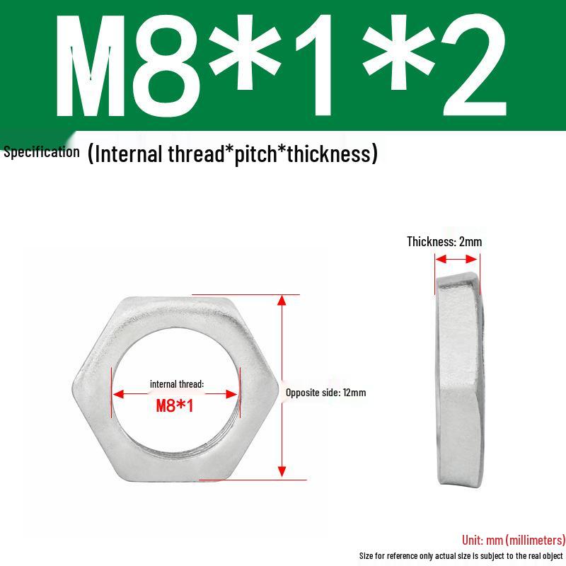 GB808 White Zinc Hex Thin Nut, Fine Thread, Lamp-Type, M6-M30