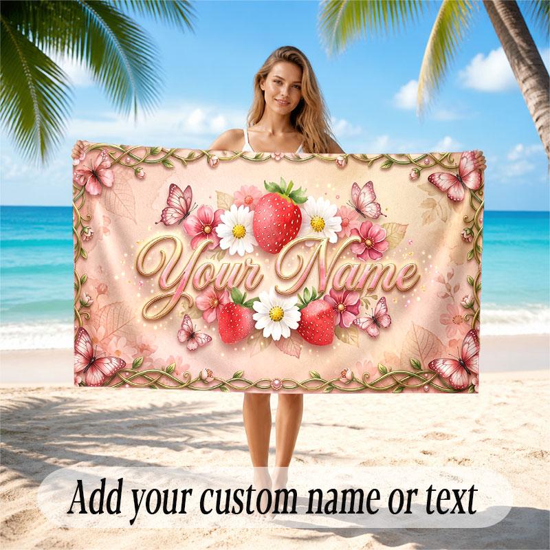 Decorative Artwork Theme Soft Beach Towel Personalized Custom Name Text Towel Portable for Beach Pool Travel