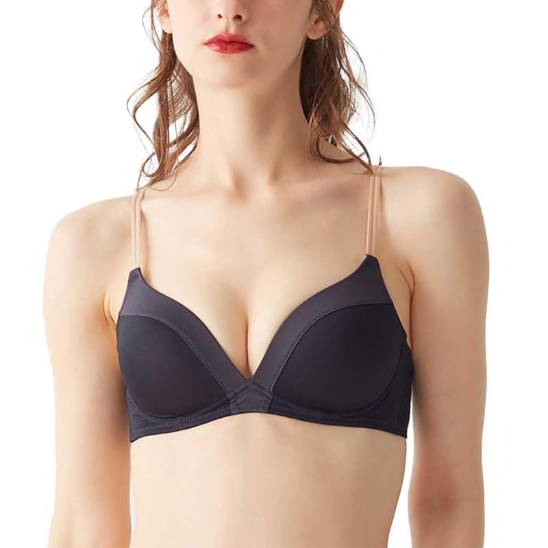 

[Gunze] wireless bra mochibra soft cup fit to the bust bicolor Tuche Touche JB6034H ladies navy blue C75