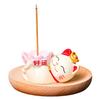 1Pc Cute Lucky Cat Zen Incense Burner Incense Insert Ornament Household Bamboo and Wood Tray Line Incense Plate Incense Holder Desktop Ornament