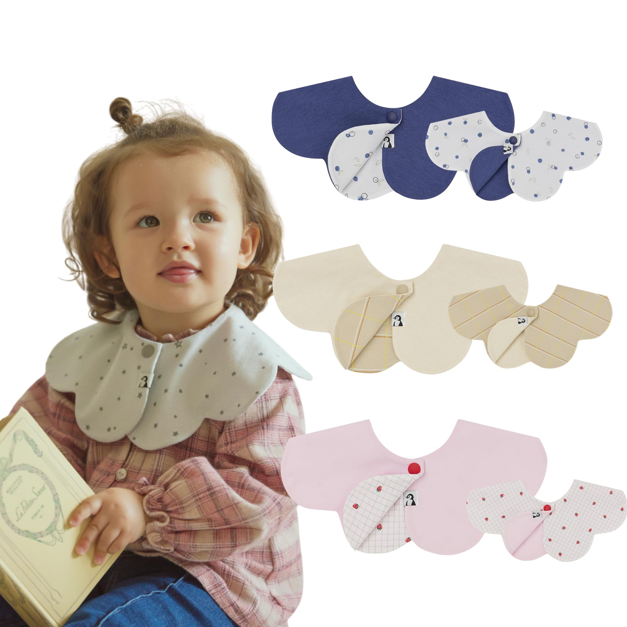 

Konny Двусторонний Набор из 3 детских слюнявчиков Скручивающийся Впитывающий и Быстросохнущий Простой для Девочек и Мальчиков Детская Координация Подарок на Детский Душ Стильный Подарок