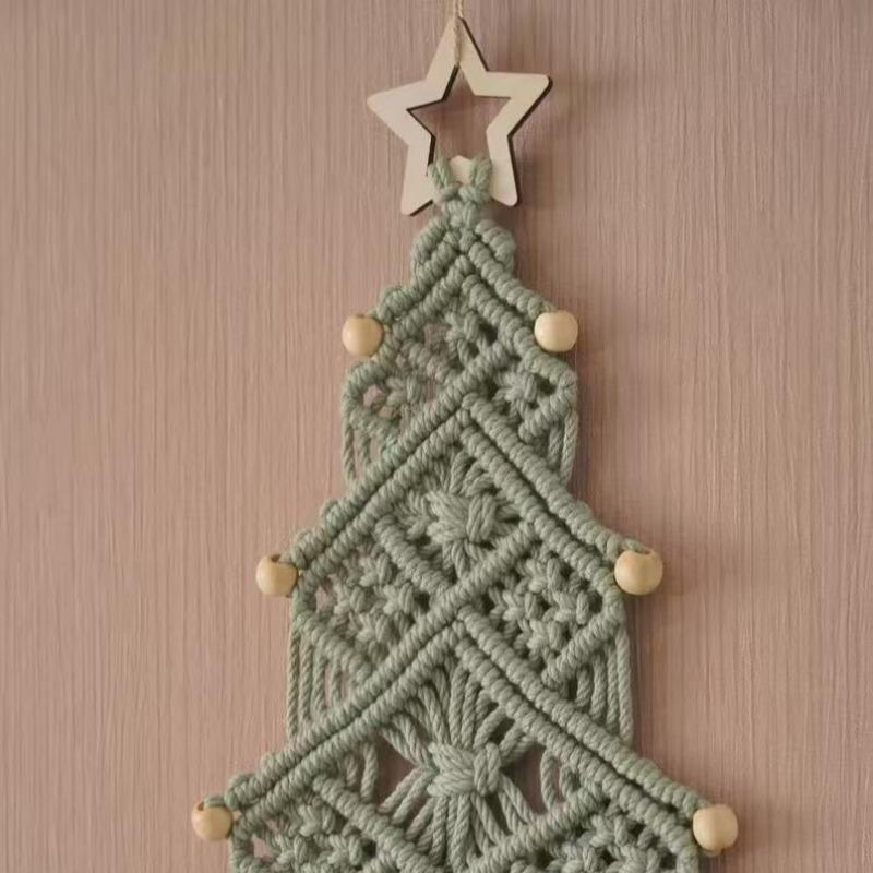 Handmade Cotton Rope Weaving Christmas Tree Tassel Decoration Hanging Decoration Christmas Gift Bedroom Wall Decoration