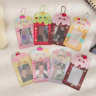 1Pc Simpatico Cartone Animato Gelato Animale PVC Porta Carte Kpop Star 3 Pollici Foto Card Display Sleeve Kawaii Girl Id Card Case