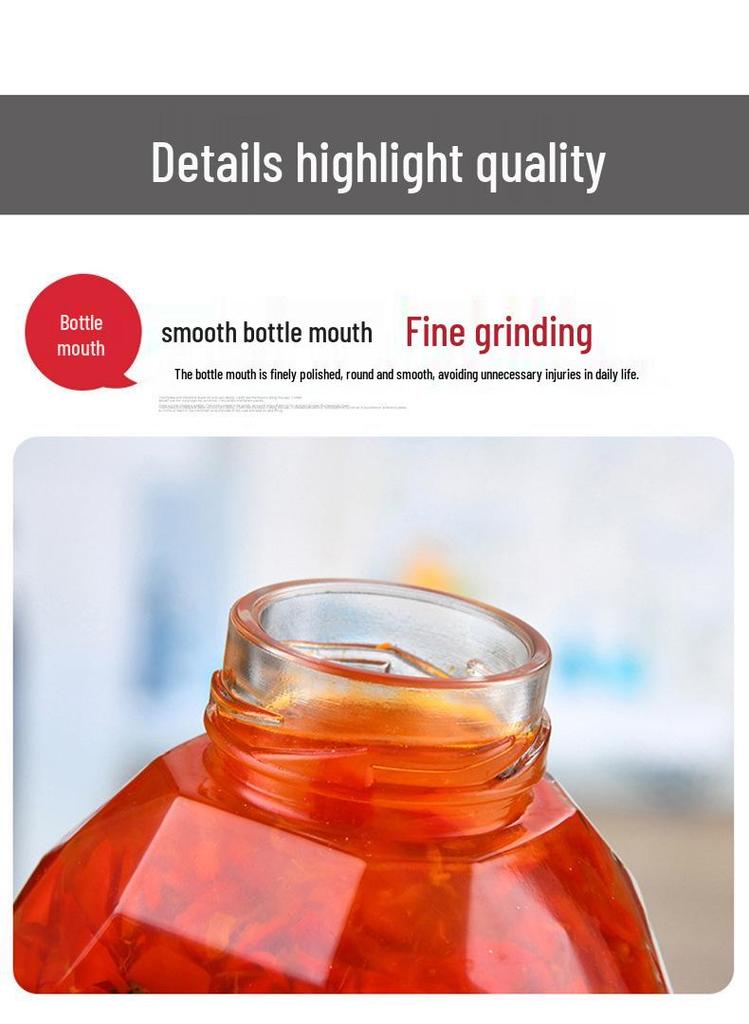 Vasetto Esagonale Premium per Miele in Vetro con Filettatura a Diamante e Coperchio in Legno, 500g