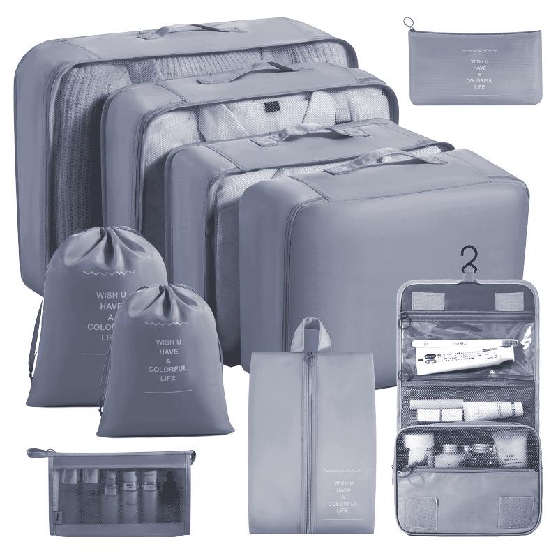 Eight-Piece Waterproof Travel Storage Bag Set for Business Trips - Large Capacity