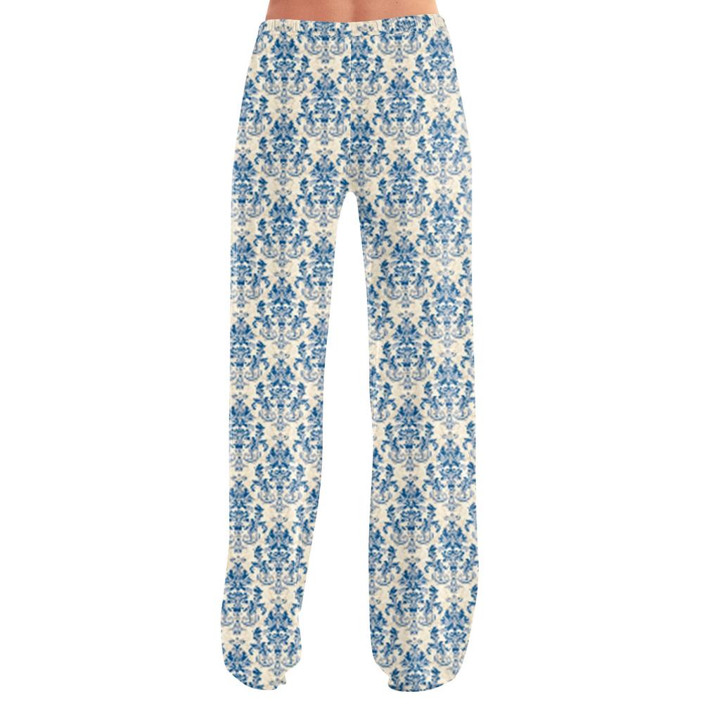 Damen Pyjamahose Nachtwäsche Lässige Hose mit Kordelzug und elastischer Taille Bequeme gerade lockere Yogahose