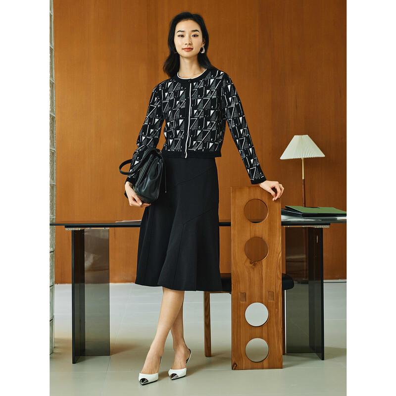 JUZUI Women's Elegant Triacetate A-Line Midi Skirt