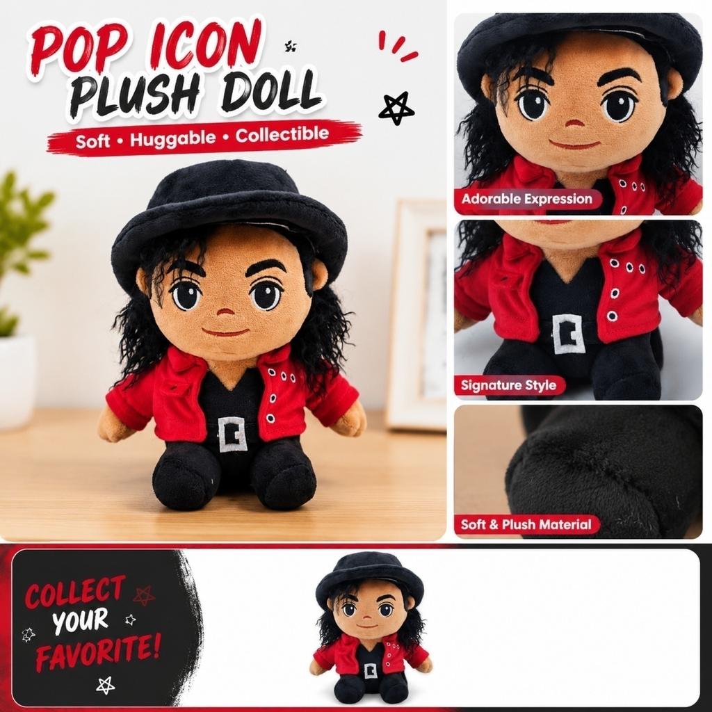 Plush Stuffed Doll Soft Fabric Toy with Detailed Outfit and Embroidered Facial Features Suitable for Display and Collecting Purposes