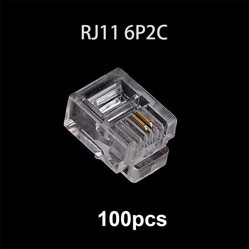 20/50/100PCS/lot RJ11 6P2C 6P4C 6P6C Telephone Internet Modular Plug Jack RJ11 Connector RJ-11 Crystal Heads Gold-Plated 6U