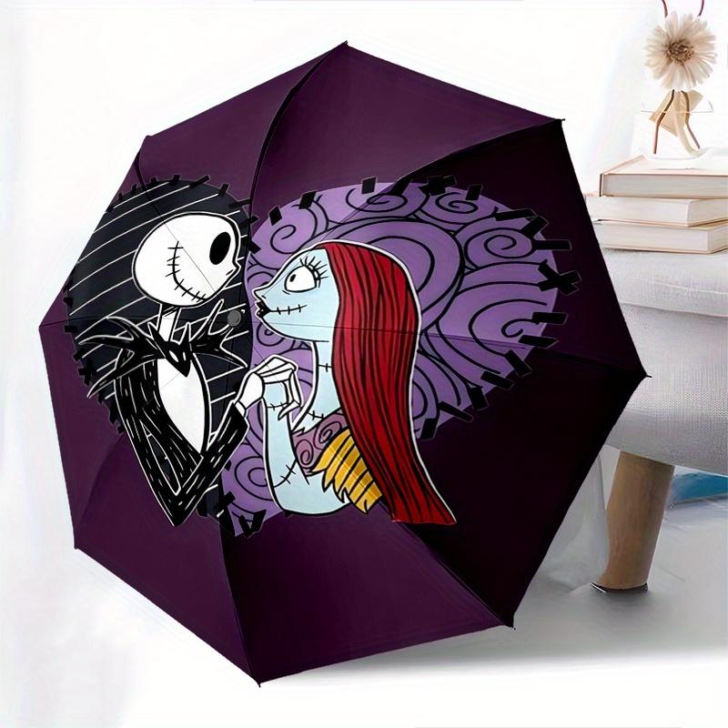 Nightmare Before Christmas,Jack Skellington,Sally Theme Automatic Compact Folding Cute Umbrella - Portable and Durable, 8-Bone Iron Umbrella