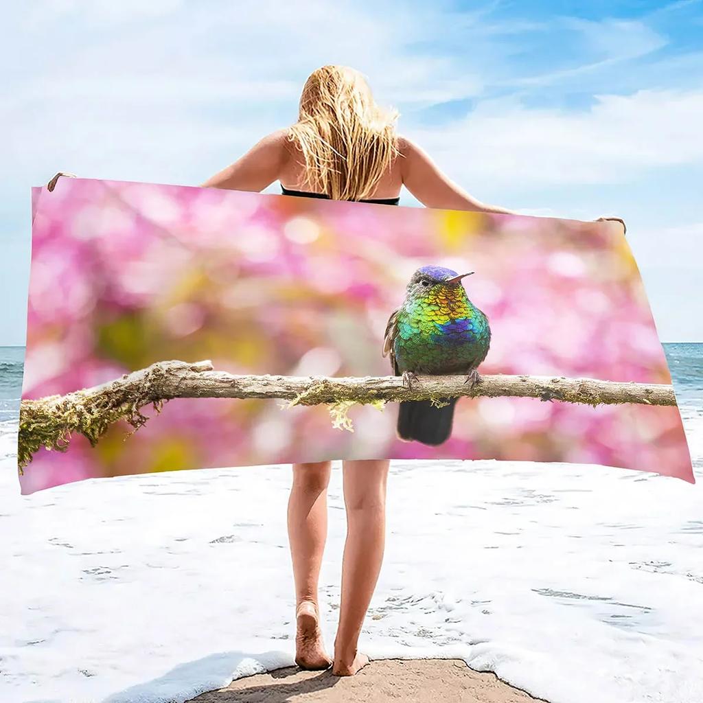 Bird Microfiber Beach Towel Soft Highly Absorbent Decorative Towel Lightweight Compact Beach Accessories for Bathroom Beach Spa