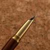 Retro Sandalwood & Brass Fountain Pen - Dark Nib, Calligraphy Practice, Engraved Logo