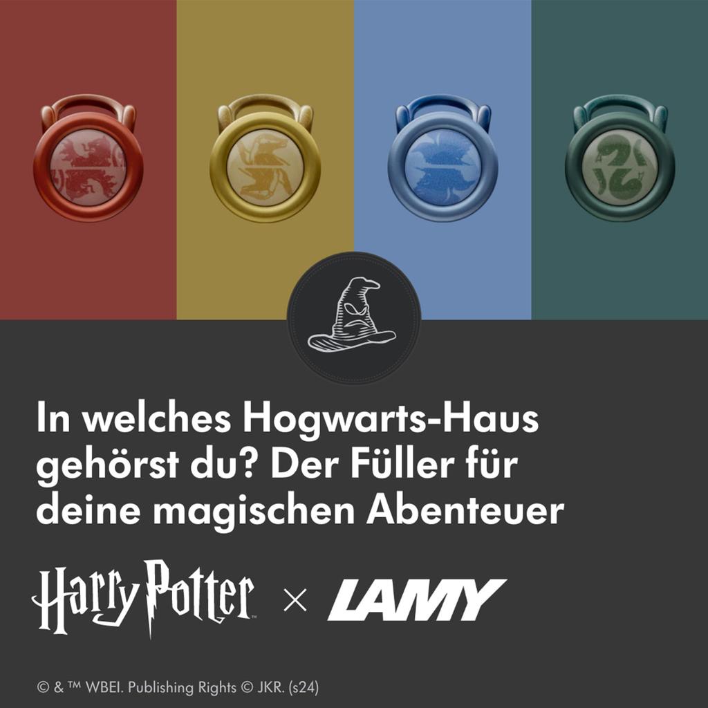 LAMY Harry Potter Set Special Edition Fountain Pen with House Engraving Steel Medium Size Lightweight Aluminum Body Includes LAMY T10 Blue Cartridge