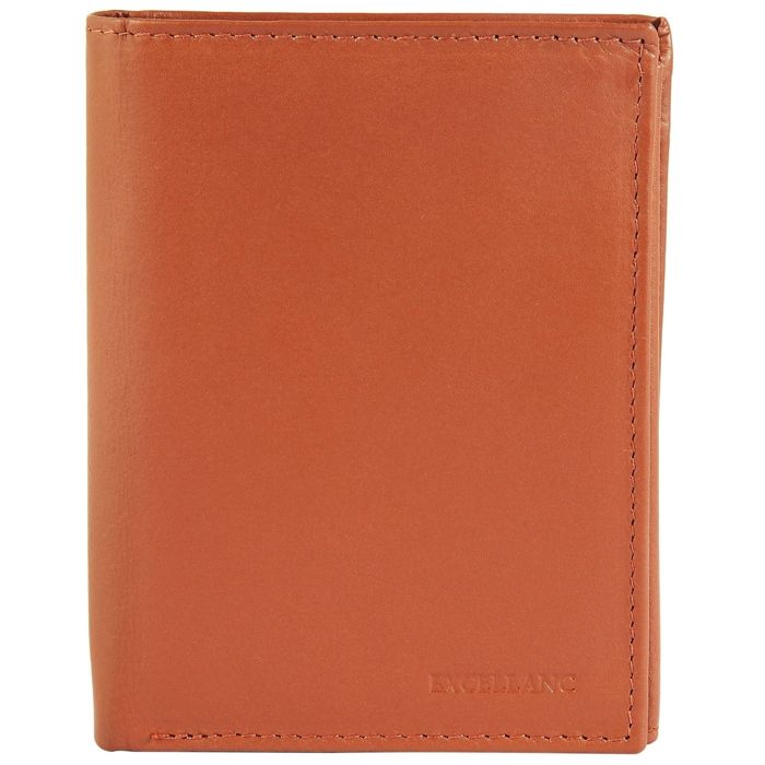 Portefeuille homme - EXCELLANC - Nashat - Cuir véritable vache - Marron cognac - Compact zippé