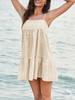 Women's Plaid A Line Mini Dress with Shoulder Straps Ruffle Hem and Side Pockets