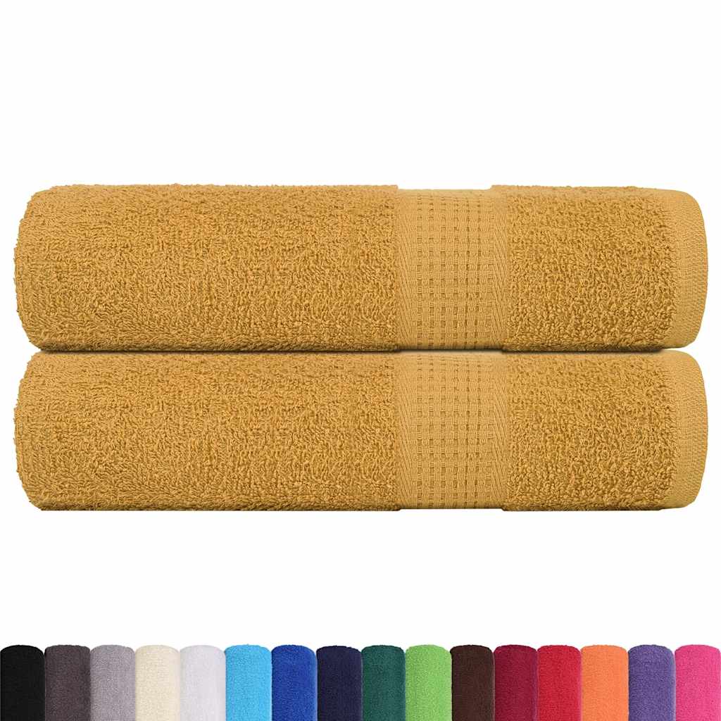 Vidaxl Ręczniki Prysznicowe 2 Szt. Złoty 70X140Cm 360 Gsm 100% Bawełna