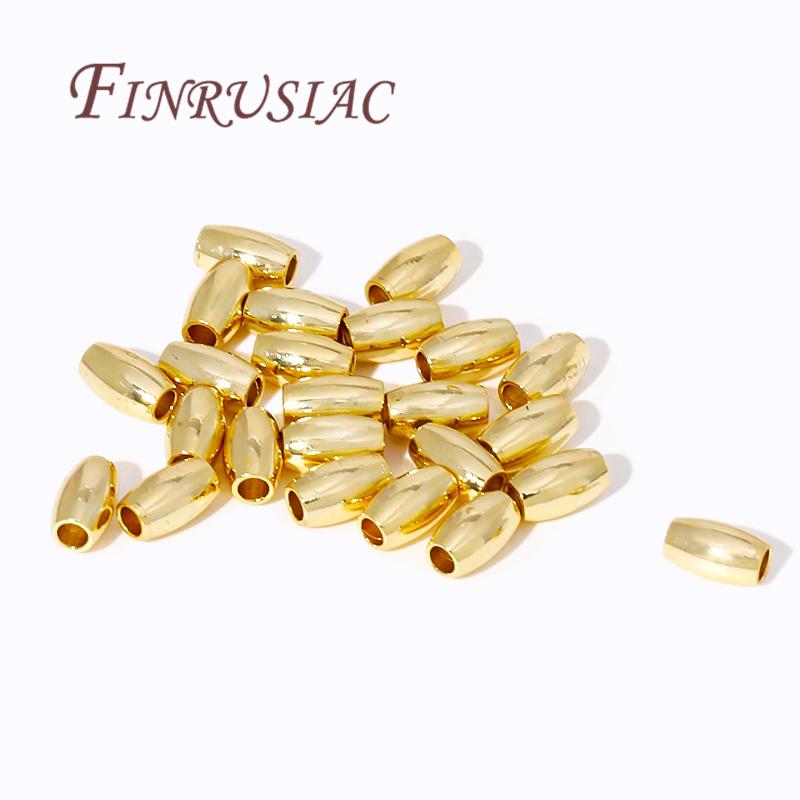 Metal Separators Beads 18K Gold Plated Spacer Beads,Rice Shape Beads,Oval Beads For Bracelets,Bulk Beads Wholesale