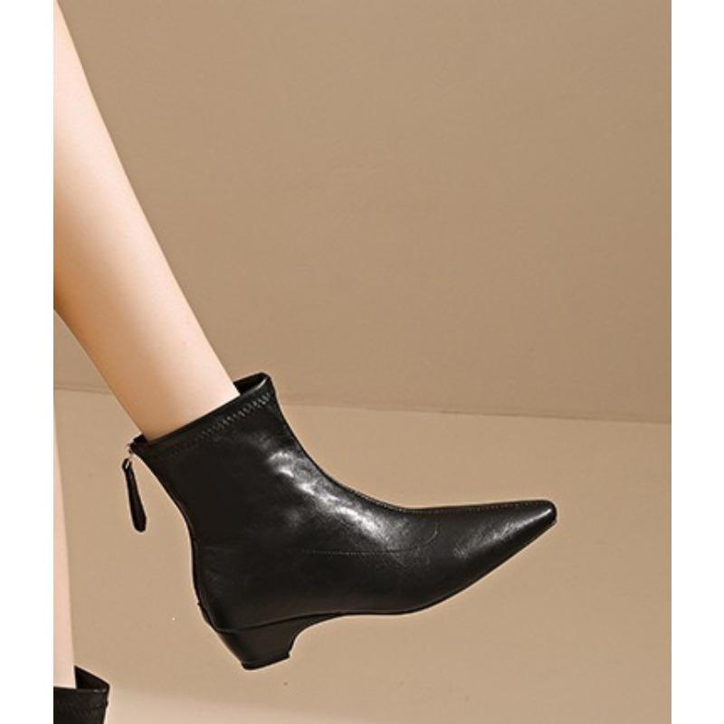 Anti-slip Shoes - New Autumn-winter Style - Pointed Toe - Thick Heel - Short Boots - Versatile Women's Boots