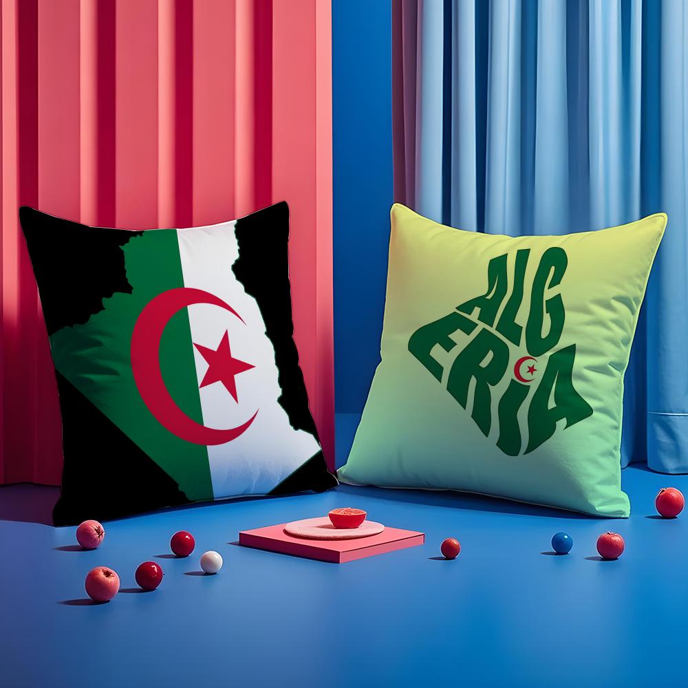 Algeria Alg Flag Cushion Cover 1 Piece Short Plush Pillowcase, Soft And Washable, Mostly Used For Sofa, Car