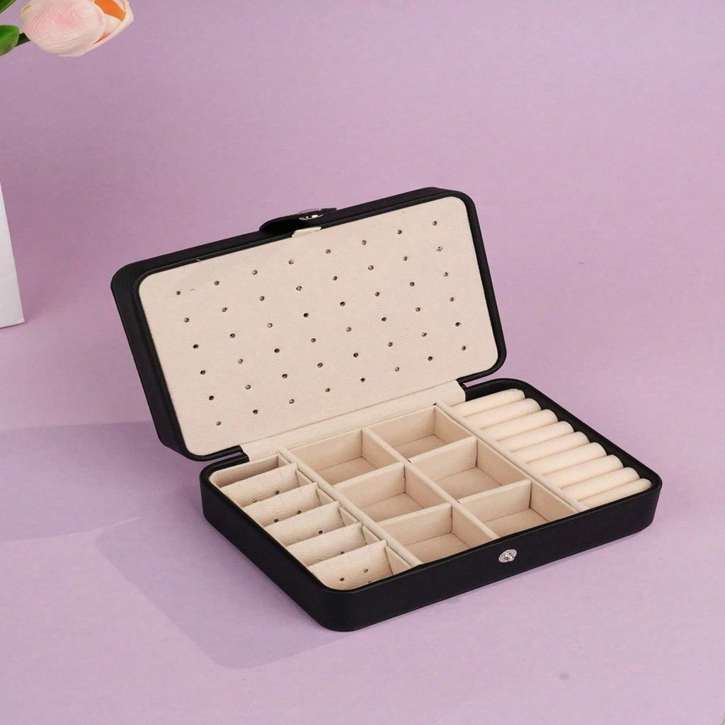 Double Layer Jewelry Storage Box with Buttons Necklace Watch Earrings Earrings Ring Ear Jewelry Box