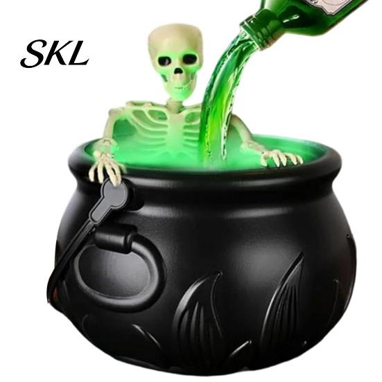 Dekoracja Halloween Wewnętrzna Kociołek Czarownicy, Duże Plastikowe Czarne Wiadro z Pływającą Butelką Eliksiru, Artefakt Atmosfery Straszny Garnek Zupy Dekoracja do Domu