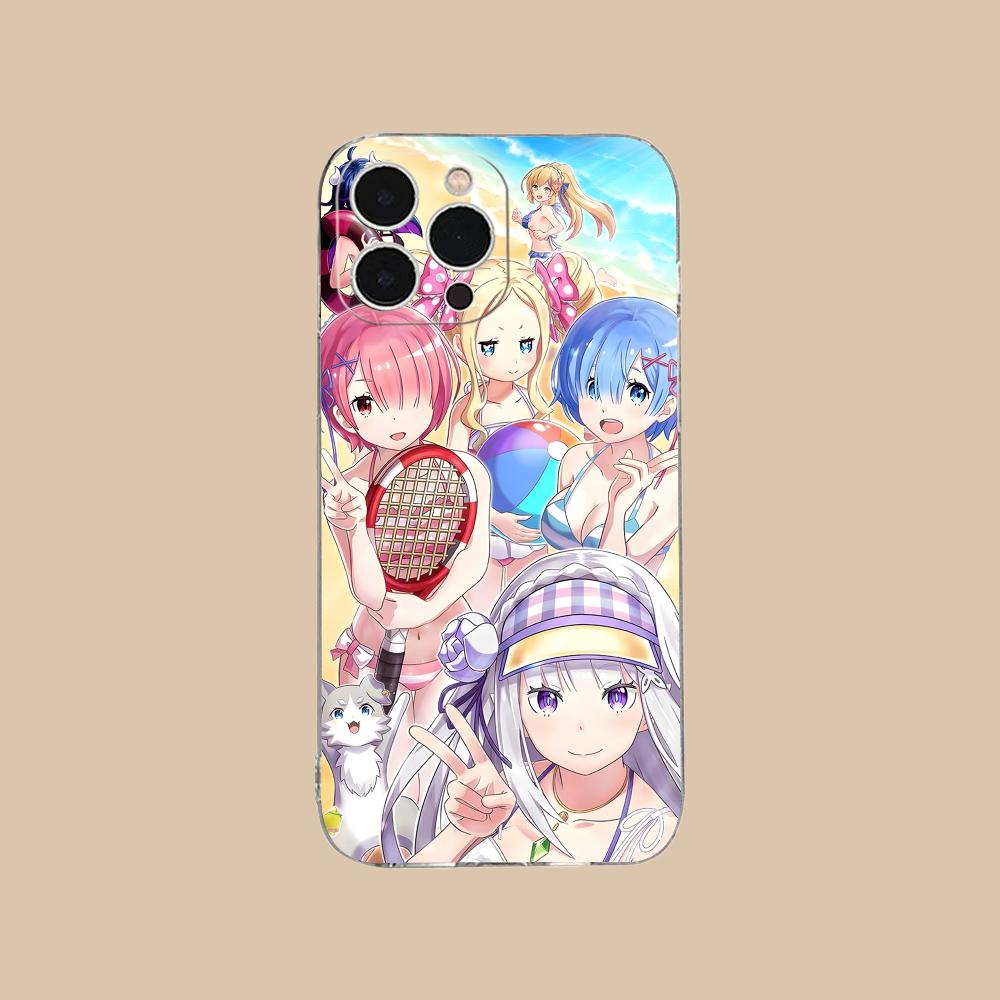 RE REM RAM Emilia Phone Case for iPhone 16 15 14 13 12 11 X XR XS 8 6 Pro Max Plus Mini Clear Colour Printing Pretty Cellphones