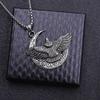 Mond und Fliegender Adler Anhänger Halskette Für Männer Frauen Retro Hiphop Silber Edelstahl Kasten Kette Hippie Schmuck