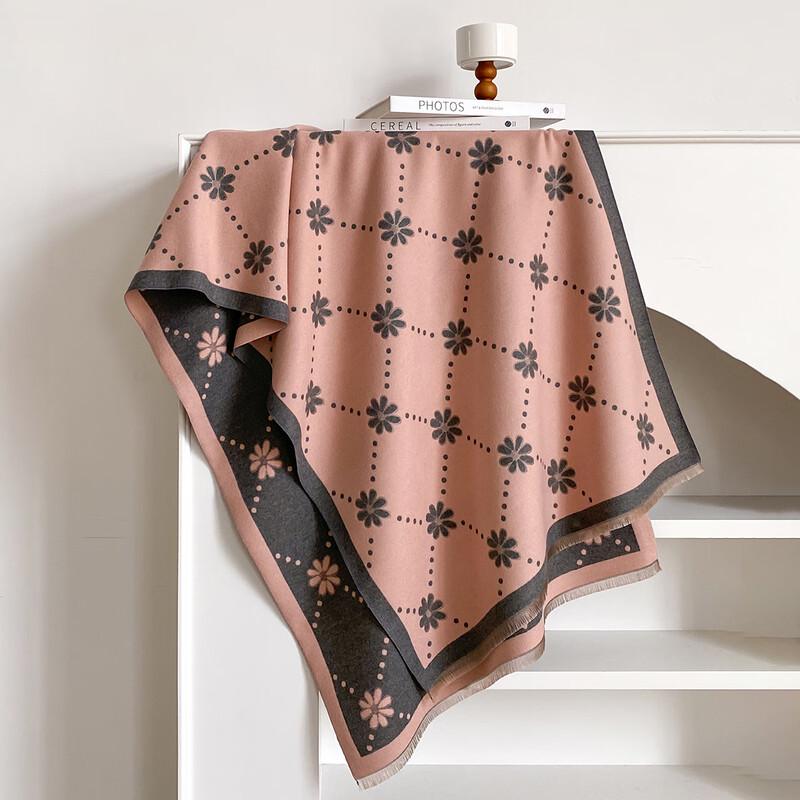 Women's Autumn/Winter Polka Dot Floral Double-Sided Faux Cashmere Scarf