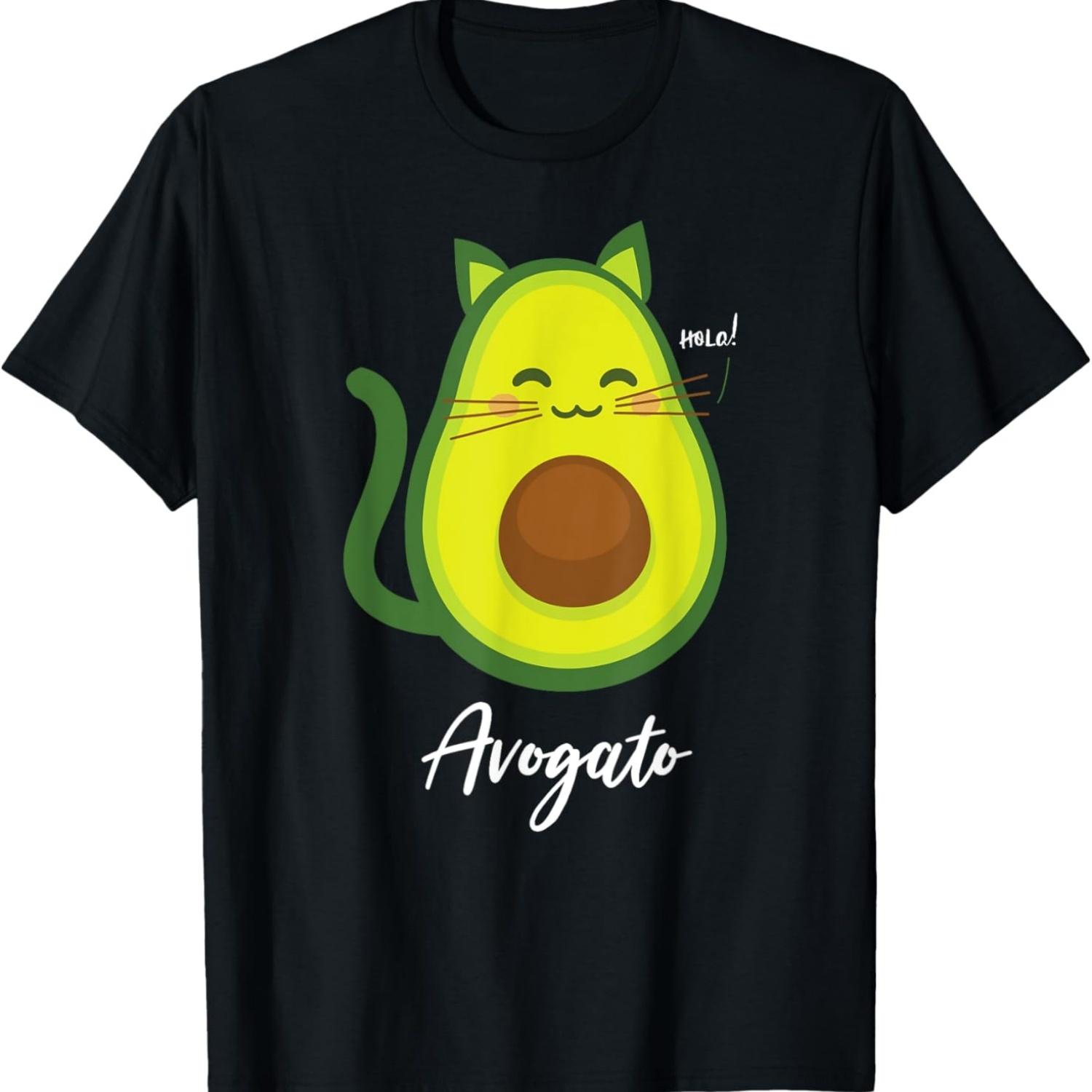 

Funny Vegan Avogato Novelty Avocado Cat Meme T-Shirt for Men Women Kids S чёрный