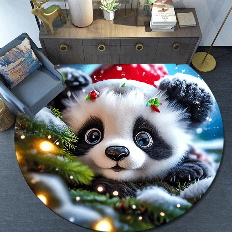 1pc Soft, Absorbent & Non Slip Cute panda Round Rug Soft Circle Rug for Living Room & Bedroom Decor, Chair Mats, and Unforgettable Home Gift