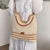 Fashion woven stripe contrast cut-out women's underarm bag spring new shopping bag shoulder crossbody bag