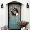 Haobei Halloween Burlap Bow Ghost Wreath for Front Door - New Christmas Decoration