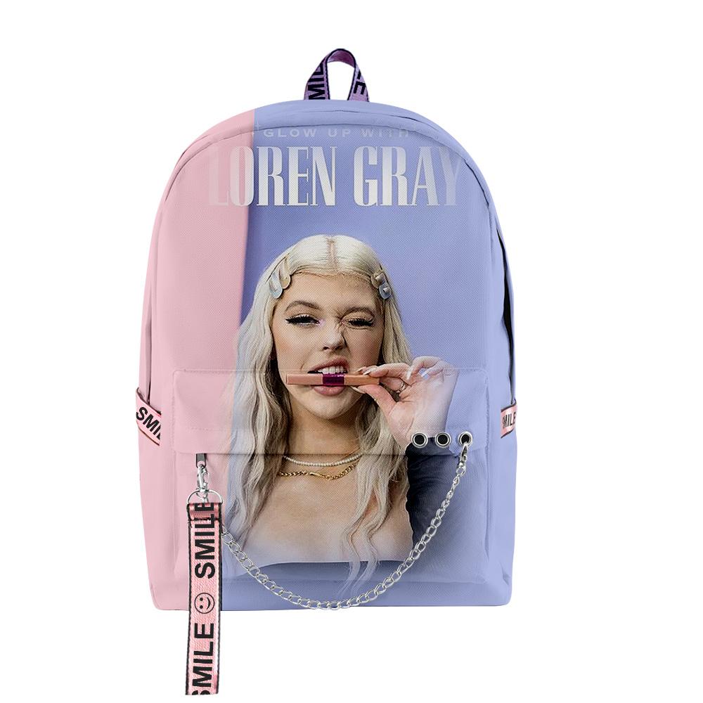 Cartoon Novelty Youthful School Bags Unisex Funny Loren Gray Travel Bags 3D Print Oxford Waterproof Notebook Shoulder Backpacks