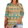 T-shirt Casual da Donna con Stampa, Girocollo, Manica 3/4