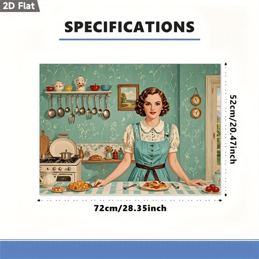 2D винтажный коврик для кухонной плиты термостойкий коврик для плиты принт в ретро-стиле кухонная утварь нескользящий кухонный аксессуар домашний декор 30X40CM 1X13FT 1290₽