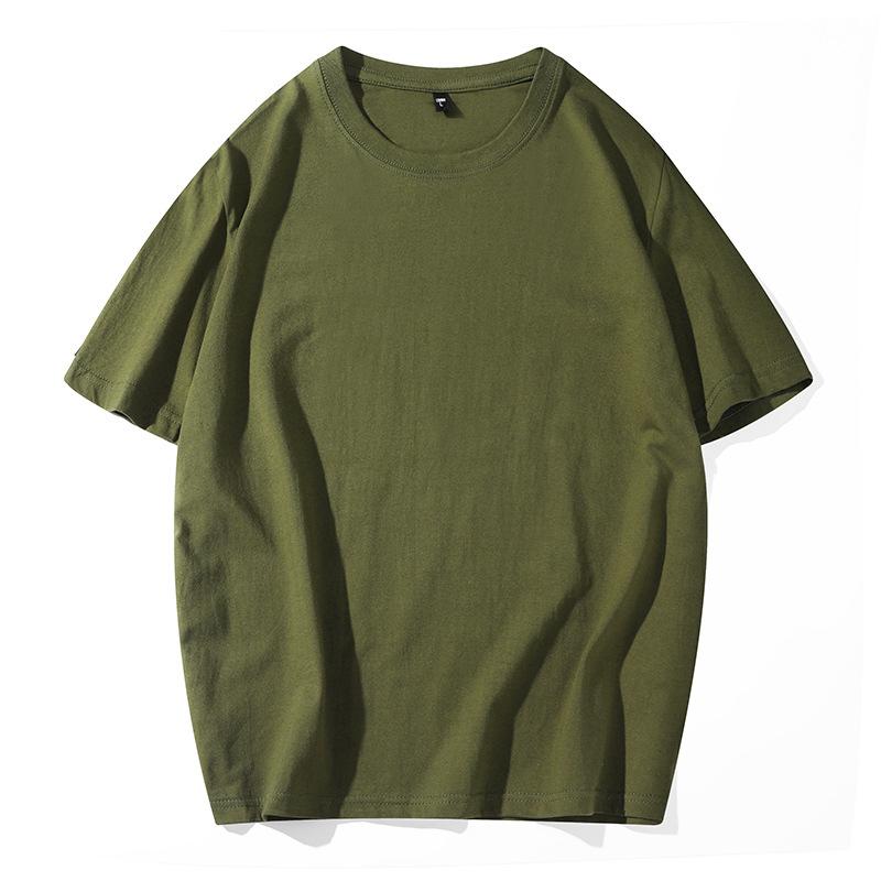 Short-sleeved T-shirt Hong Kong style loose T-shirt pure cotton half-sleeved men's short-sleeved small shoulder-length combed couple T-shirt