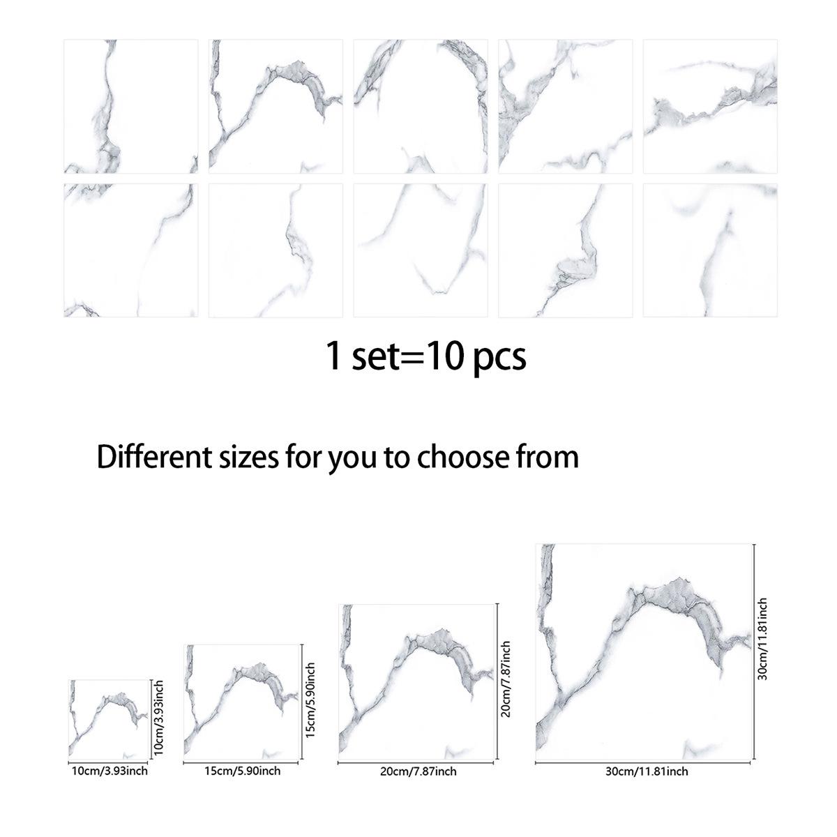 

10 шт./компл. керамическая плитка из ПВХ с имитацией мрамора для предотвращения пятен Восстановленная самоклеящаяся бумага для украшения дома Декоративные пленки Наклейки на стены 10cm×10cm×10pcs