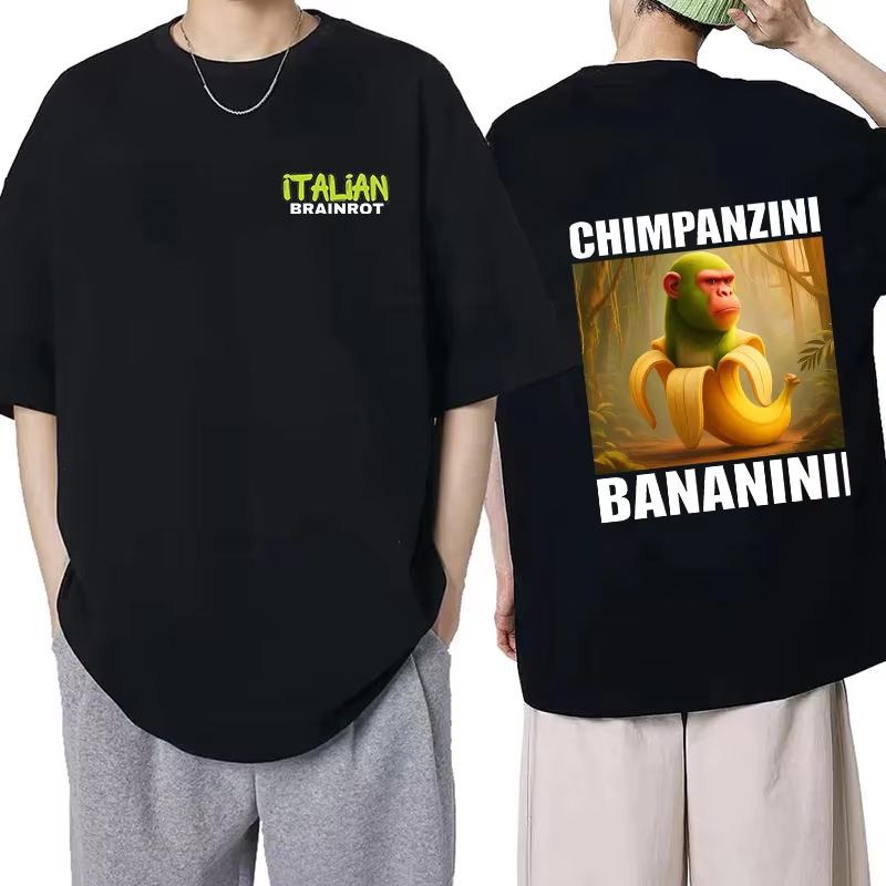 Italian Brainrot FunnyTralalero Tralala Tung Tung Sahur Bombardiro Printed Cotton T-shirt Summer Men's Loose Comfortable Top