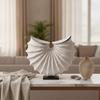 Modern Tabletop Decor | Textured Fluted Surface, Shell Sculpture with Base, Abstract Sculpture, for