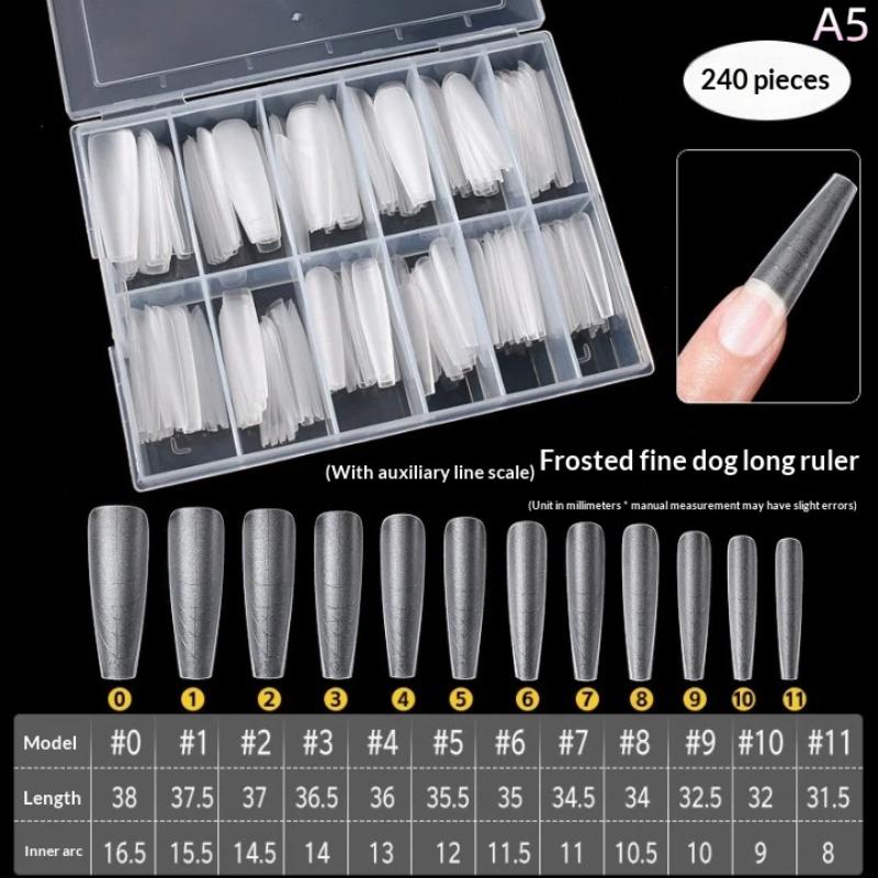 240Pcs Almond Coffin Stiletto Gel Nail Tips With Auxiliary Lines Innovative Press On Nails Ake Nail For Extension Manicure Tool