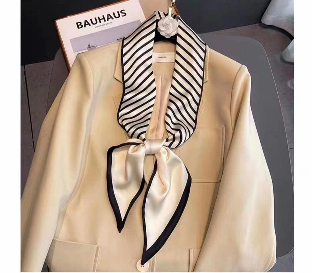 Luxury Design Long Silk Scarf Women Summer Fashion Bag Handle Ribbon Ladies Horse Print Headband Small Hair Scarves Female