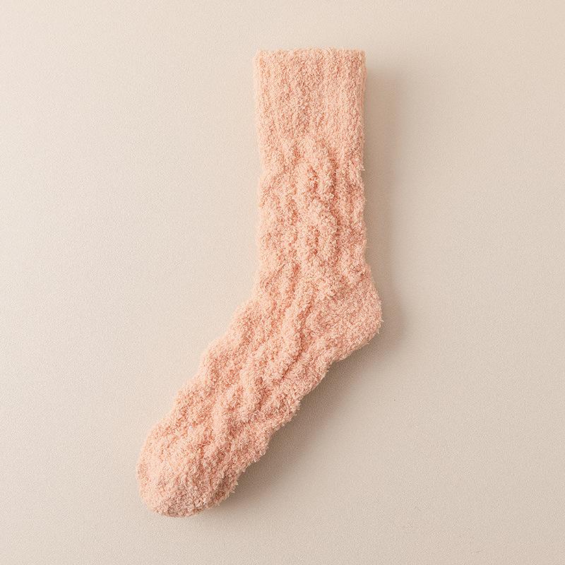 Damen Herbst- und Winter Warme und Dicke Einfarbige Schlaf-Schlauchsocken